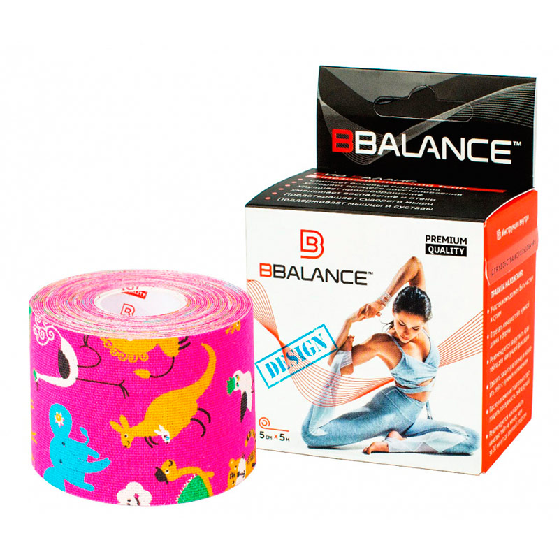 Кинезио тейп Bio Balance Tape 5см х 5м розовый/сафари